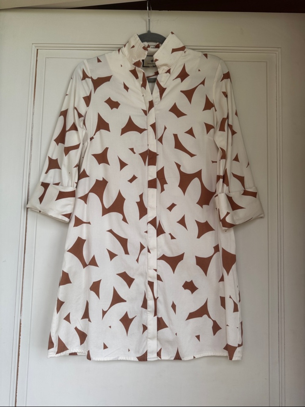 Buttonfront Dress With Pockets By Tuckernuck, Brown Abstract Print